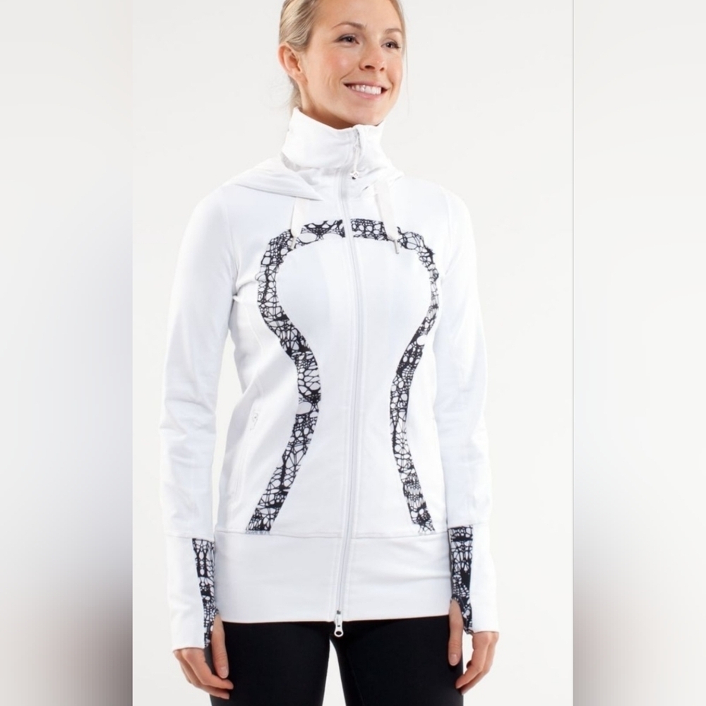 Lululemon Stride Jacket Brushed White, Black Glacier Lace Women's Size 8